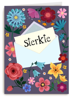 Sterkte kaart envelop en bloemen