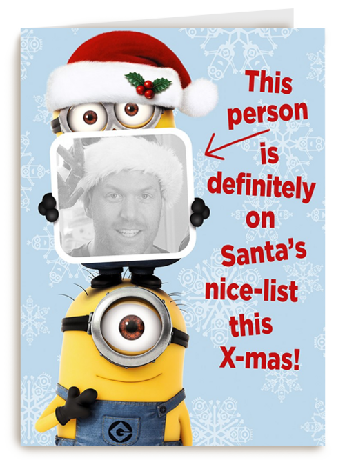 minion kerstkaart santa nice list this xmas