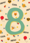 Verjaardagskaart 8 jaar yeah cool
