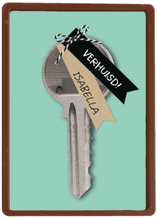 verhuizingbericht sleutel met label