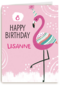Verjaardagskaart flamingo aanpasbare tekst