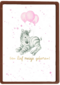 Babykaart dochter Zebra met roze ballonnen