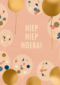 gefeliciteerd kaart vrouw hiep hiep hoera