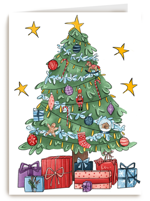 kerstkaart hip kerstboom getekend matia studio