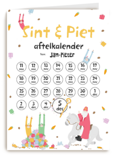 Sinterklaaskaart Sint en piet aftelkalender