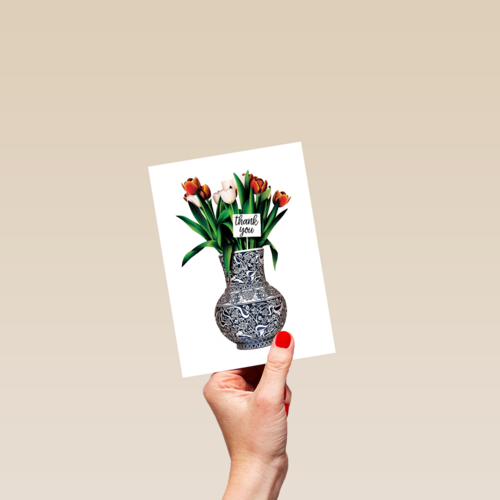 bedankt kaart folio vaas met bloemen thank you