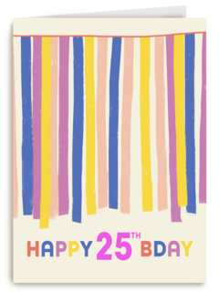 een blije gekleurde 25ste verjaardag