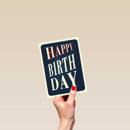 Verjaardagskaart happy birthday blauw