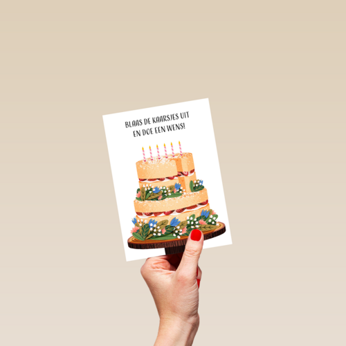 Verjaardagskaart met grote taart Folio
