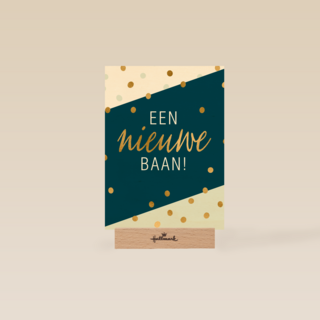 nieuwe baan kaart confetti gouden tekst