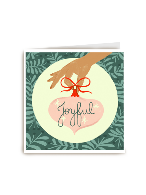 Kerstkaart klassiek Kerstbal met Joyful