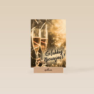 nieuwjaarskaart zakelijk champagne glazen vuurwerk
