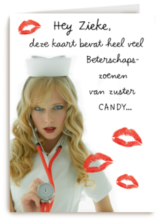 Beterschapskaart man Zuster met kusjes