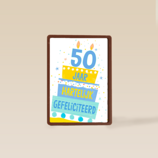 Verjaardagskaart leeftijden 50 jaar taart
