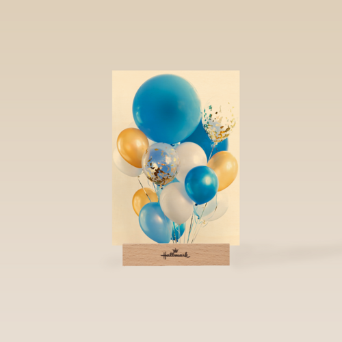van harte met deze blauwe ballonnen