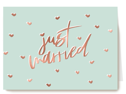 just married with metallic text