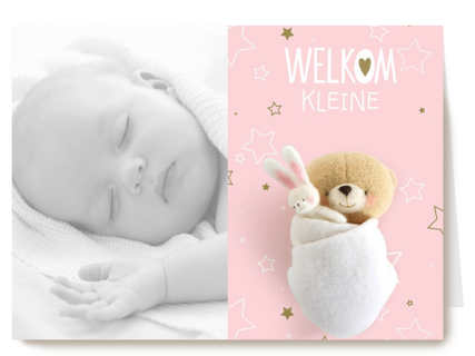 fotokaart baby forever friends roze