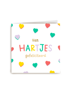 Felicitatiekaart van hartjes gefeliciteerd