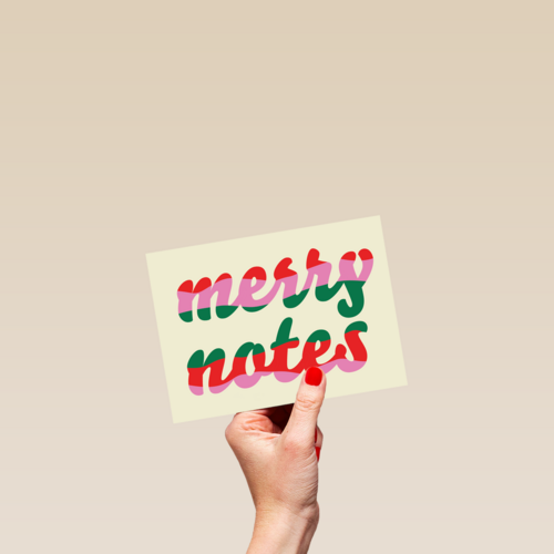 Kerstkaart hip Merry notes