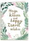 botanical kaart hugs kisses and happy travel wishes