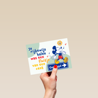 Mickey Mouse geslaagd rijbewijs kaart