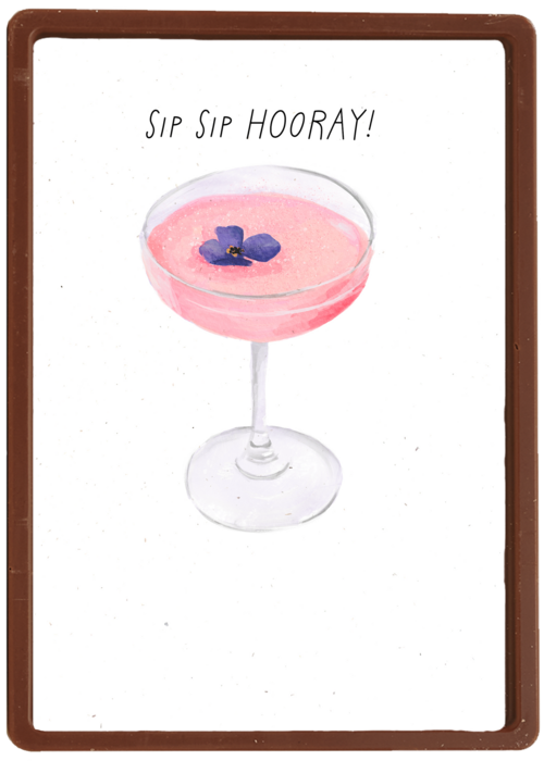 Verjaardagskaart cocktail sip sip hooray