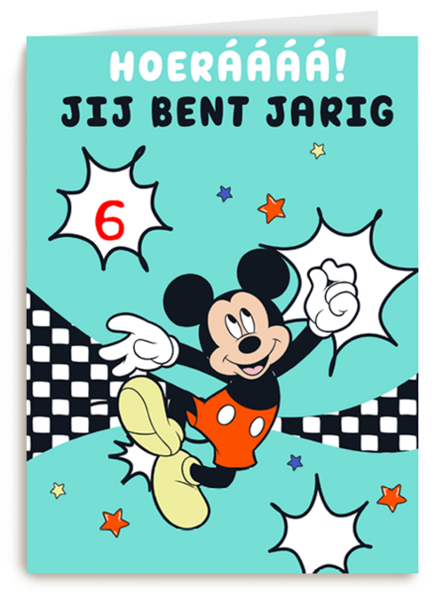 verjaardag kaart mickey mouse hoeraaaa jij bent jarig