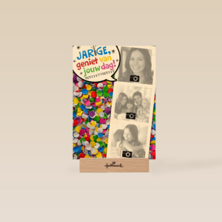 fotokaart jarige gekleurde confetti