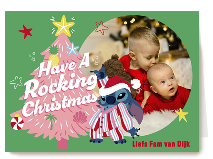 Disney Have A Rocking Christmas Fotokaart Stitch