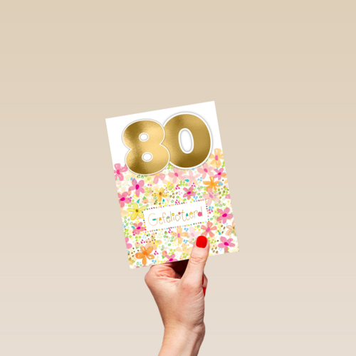 een bloemrijke verjaardagskaart voor 80 jaar