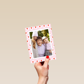 fotokaart roze met hartjes