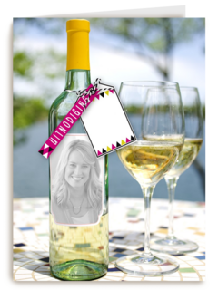 fotokaart fles wijn en glazen 35 jaar