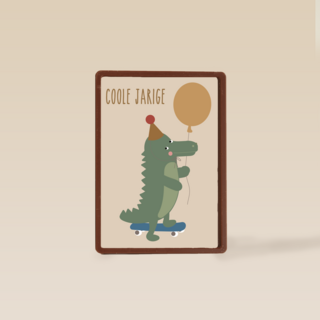 Verjaardagskaart krokodil met ballon