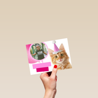 fotkaart met feestlijke kat