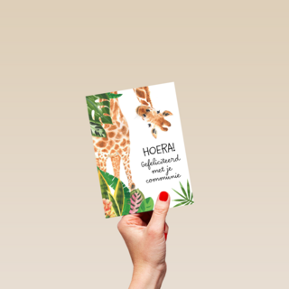Hoera giraffe gefeliciteerd met je communie