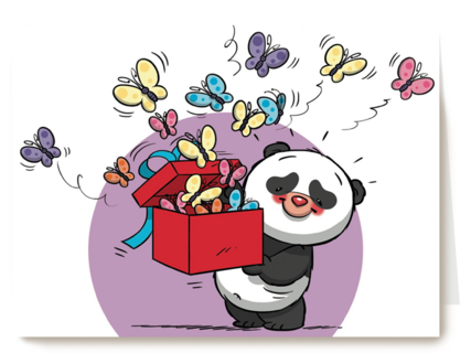 funny mail blanco pandabeer met vlinders