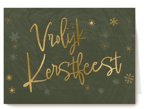 vrolijk kerstfeest in gouden letters op groen