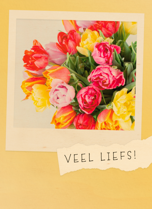 lente kaart boeket bloemen veel liefs