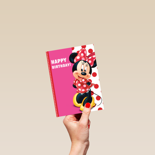 minnie mouse in jurk met rode stippen