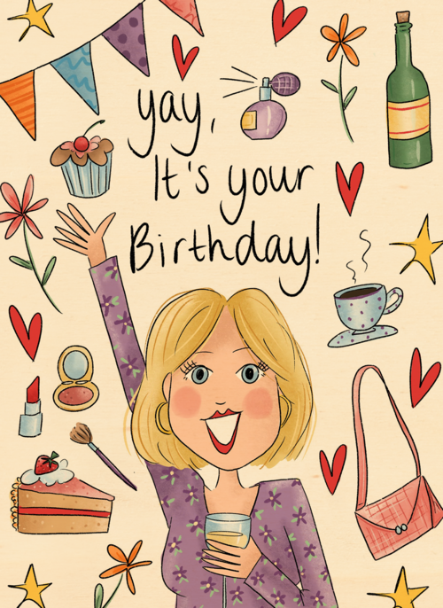 Verjaardagskaart vrouw Yay it is your birthday Matia Studio
