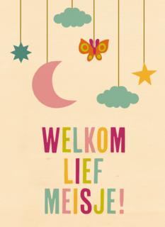 Geboortefelicitatie welkom lief meisje kleurrijk