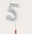 Cijferballon 5 Jaar Zilver XL