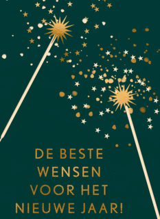 de beste wensen met gouden sterretjes op groen