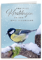Kerstkaart vogel op tak winter