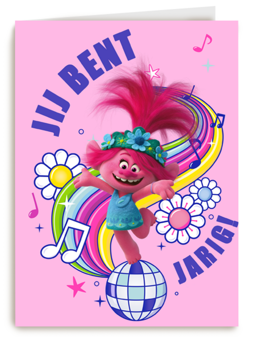 Verjaardagskaart Trolls jij bent jarig