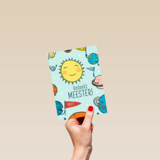 bedankt meester kaart met de zon en planeten