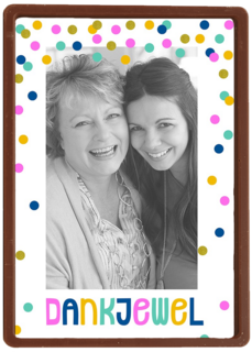 dankjewel met gekleurde stipjes