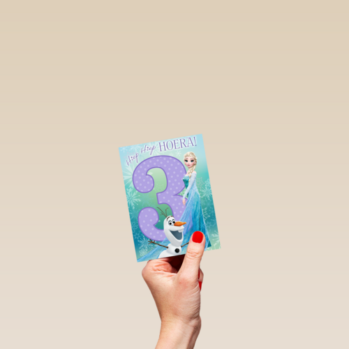 verjaardag kaart frozen 3 drie hiep hiep hoera elsa olaf