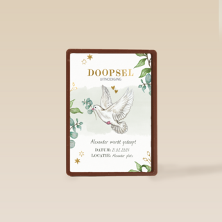 Doopsel uitnodiging duif groen