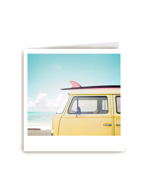Zomerkaart busje met surfboard Polaroid